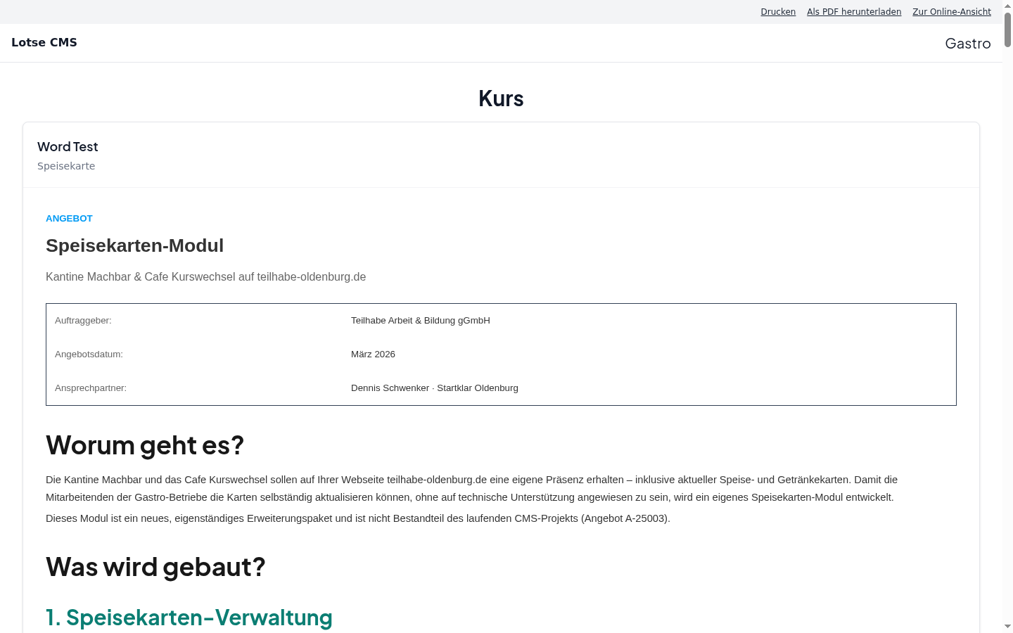 Druckansicht im Querformat